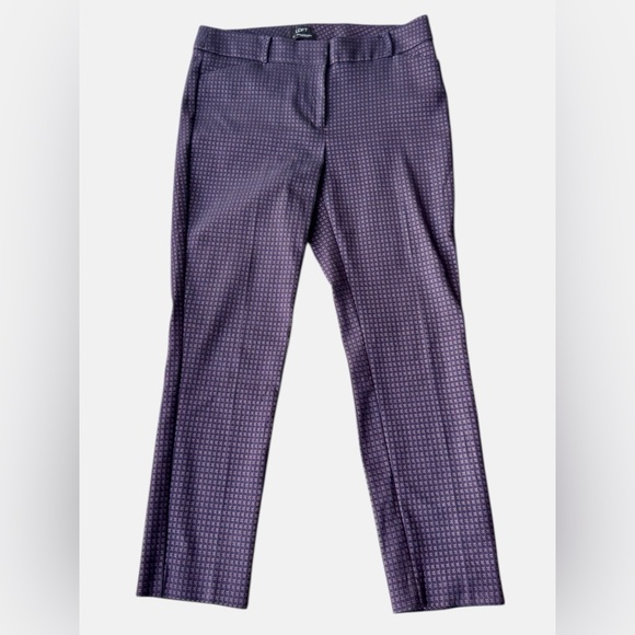 LOFT Marisa Skinny Ankle Pants Women’s Size 12 Purple Geometric Stretch Workwear - Picture 2 of 6